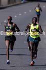 Mo Farah, Mike Kigen and Thomas Ayeko break away in the mens 2014 BUPA Great North Run. Photo: David T. Hewitson/Sports for All Pics
